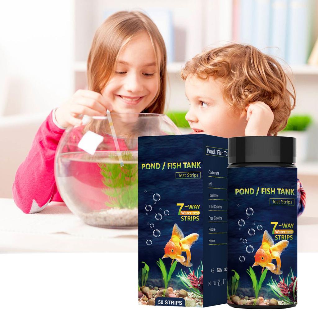 Aquarium Test Strips 50Pcs Easy Testing for PH Chlorine Hardness Alkalinity Fishtank Water Quality Carbonate Test Strips