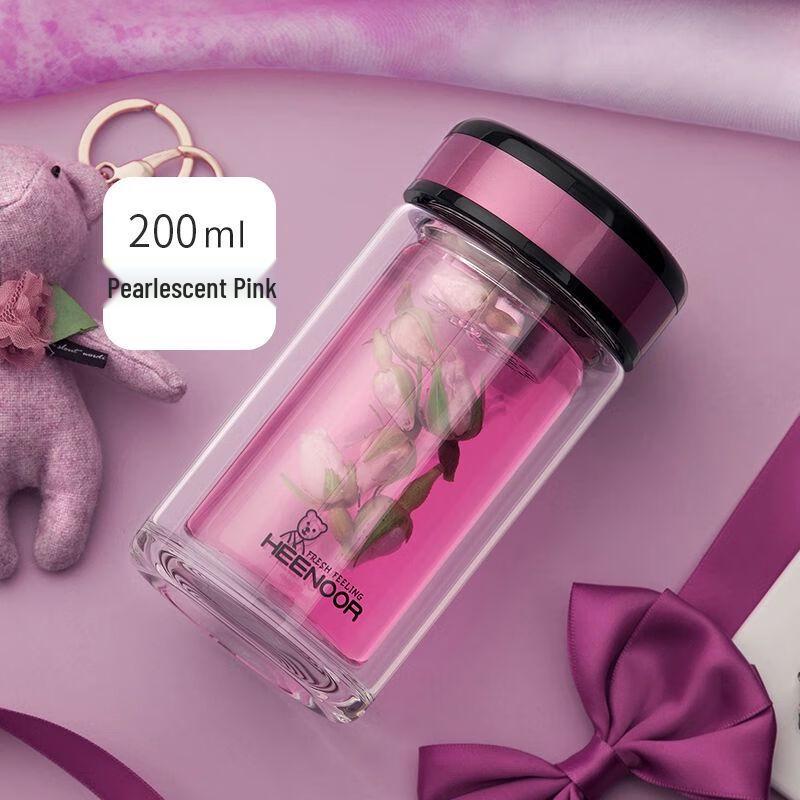 Heenoor Double-Layer Glass Tea Infuser Cup for Women