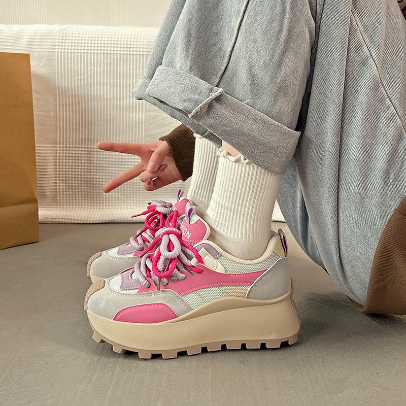Spring 2025 new thick-soled non-slip heightening sports board shoes women's popular Xiaobai casual shoes tide 876-1