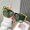 Personalized Color Blocking New Fashion Sunglasses Retro High-end Street Photography UV Resistant Glasses UV400 Shades Eyewear