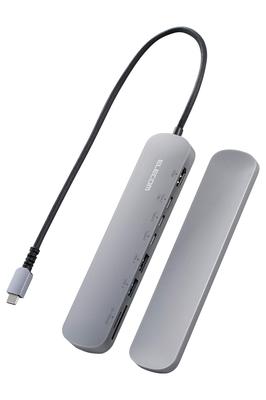 ELECOM USB Hub Docking Station with Fixed Stand PD Compatible 100W Gen1 X 2 Ports HDMI X 1 Port X 3 SD microSD Slot Silver Type-C 8-in-1 USB3.1 USB-C