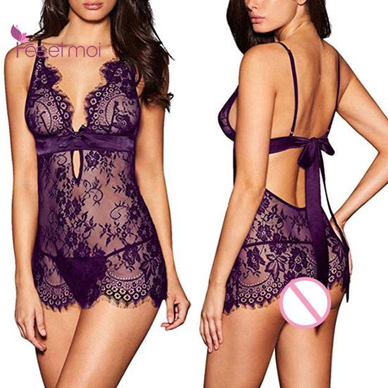 2 Teile/satz Dame Pyjamas Durchsichtige Spitze Schlaf Colthes Sexy Sexy Tragen Dünne Frauen zum Schlafen