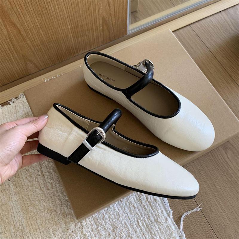 

Fashion IPPEUM Retro Ballet Flats PU Leather Black Ballerinas Zapatos MujerVintage Mary Janes Shoes For Women 245