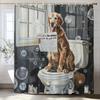 Süßer Hund beim Baden in der Badewanne Duschvorhang, Dekorativer Badezimmer-Duschvorhang, Wasserdichter Duschvorhang mit Haken