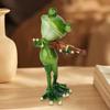 Frog Ornament Cute Cartoon Frog Statue Outdoor Accessory Figurine Resin Guitar Violin Outdoor Decor Holding Musical Instrument