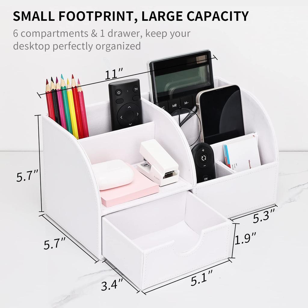 KINGFOM PU Leather Desk Storage Desktop Stationery Stationery Remote with Stylish Box/Storage Case, Organizer, Pen/Pencil Holder, Storage, Stand,