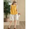 women's Button Decor Linen Blend Sleeveless Tank Top Loose Fit Casual Summer Layering Camisole Top