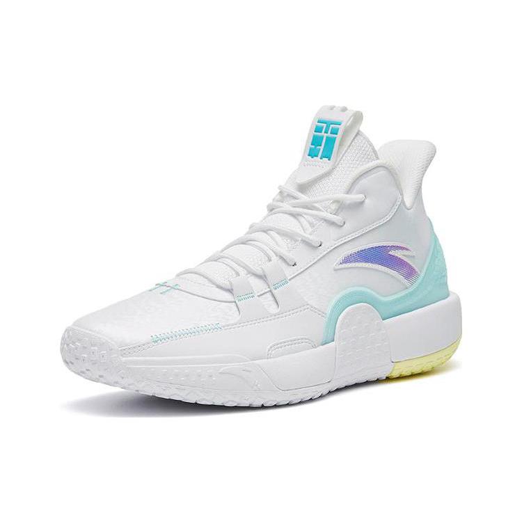 New Anta Anti Slip And Wear Resistant Lightweight Mid Top Performance Basketball Shoes White Blue 112241602-7