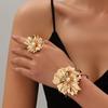 Personalized Flower Bracelet Ring Set Elegant Retro Pearl Petal Metal Bracelet