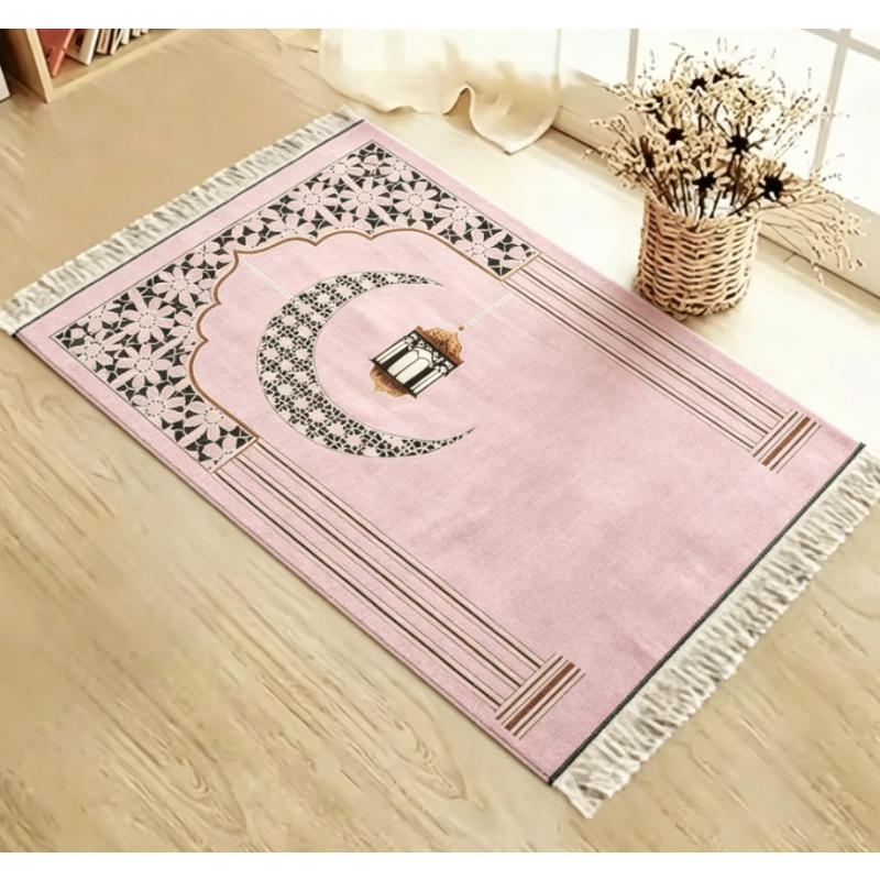 Tapis de prière floral islamique, Tapis de prière musulman facile à nettoyer, Couverture à genoux pliable, respectueuse de la peau et résistante à l'usure