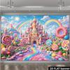2D Plane Candy Castle Background Fabric - Double Rainbow Doughnut Theme - Wall Decoration - Multi-functional Celebration Items