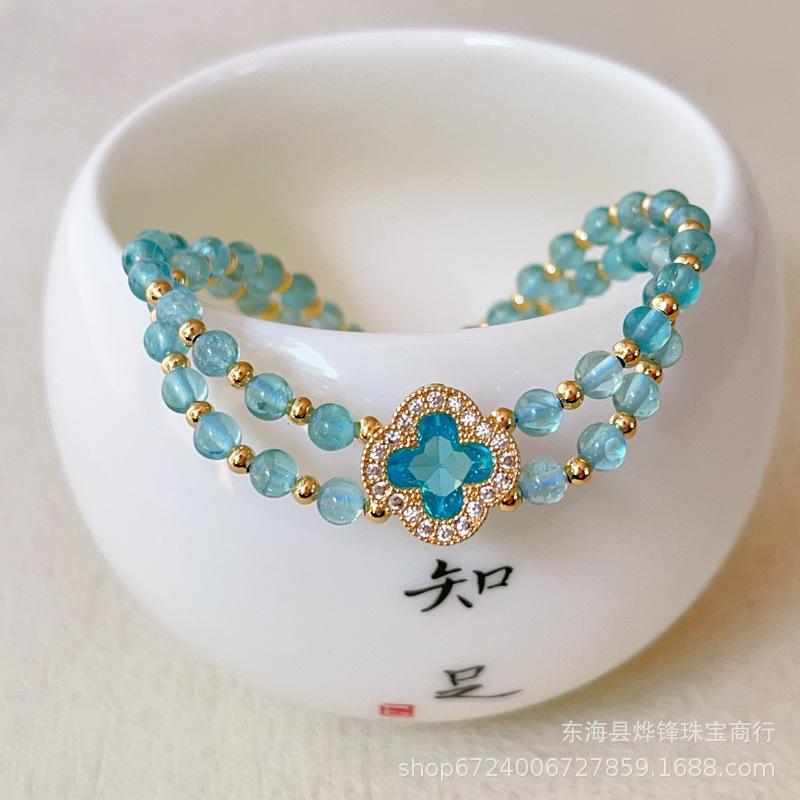 Natural apatite, phosphorus ash, niche design, national style, temperament, crystal jewelry.