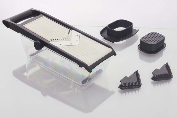 Mandoline - JATA HOGAR - HMAQ4502 - Lame en acier inoxydable - Réglage d'épaisseur - Poussoir de sécurité