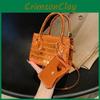 Stylish Solid Color Crocodile Pattern Retro Women's Shoulder Bag In Silver Pink Green Orange And Black