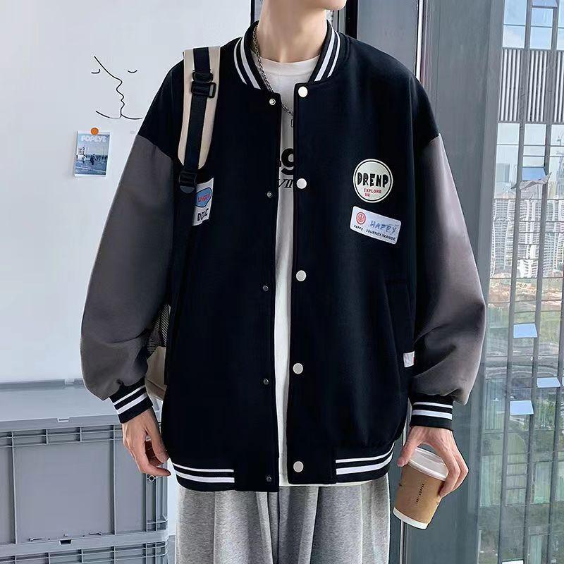 Junior high school students baseball jersey men's spring and autumn American trendy brand loose top students men's and women's same autumn thin coat