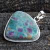 Heart Ruby in Zoisite  925 Sterling Silver Gemstone Cabochon Pendant