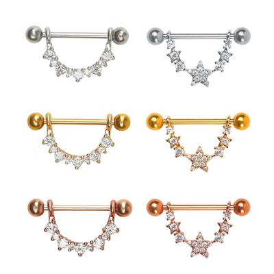 Anello per capezzolo a U con strass - Gioiello piercing geometrico erotico da corpo per donna