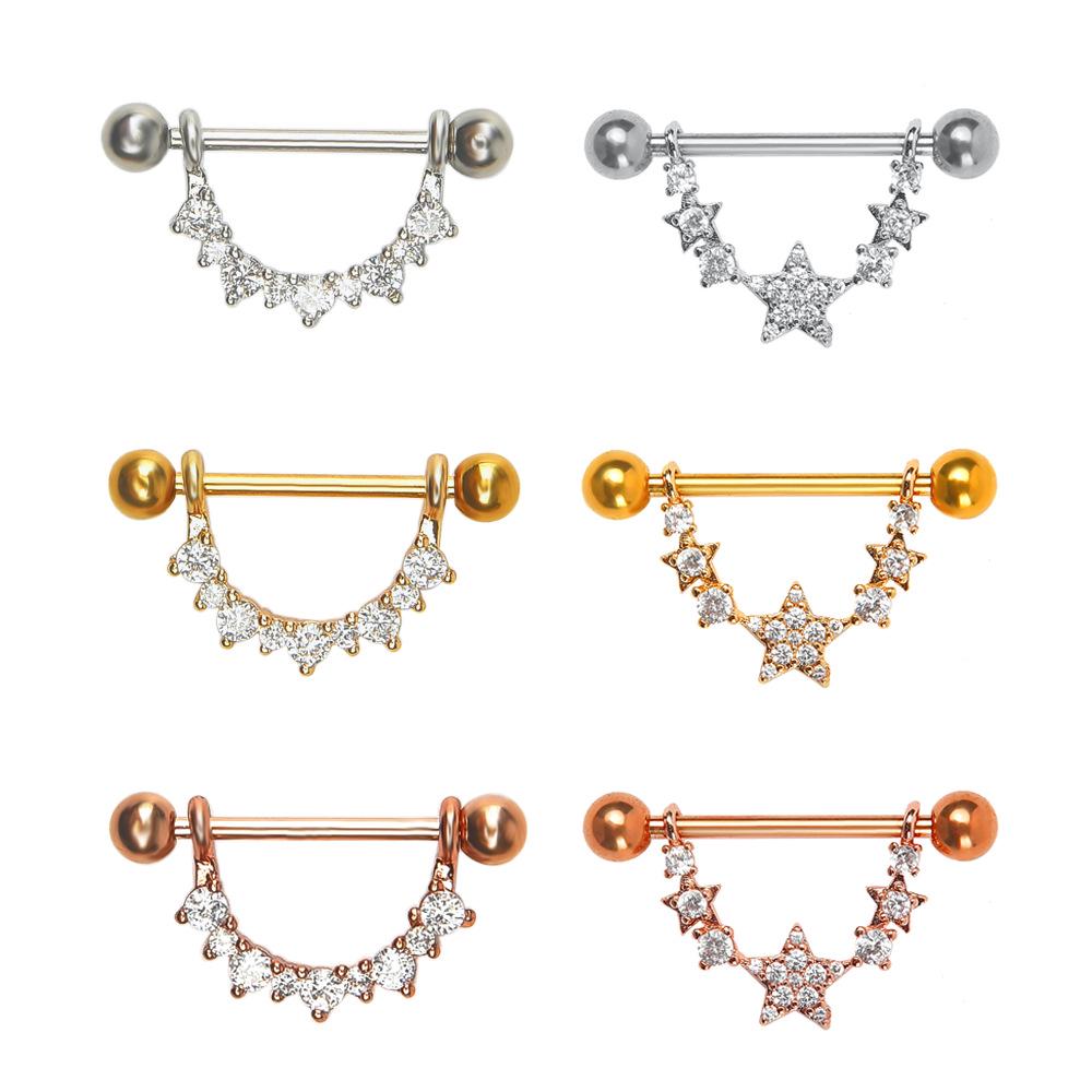 U-shaped Rhinestone Nipple Ring - Geometric Erotic Women's Body Piercing Jewelry
