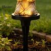 Outdoor Solar Powered Decor Prayer Statue Garden Stake Light, Waterproof Resin Human Figure Sculpture for Patio Decorative Lawn Ornaments Pathway
