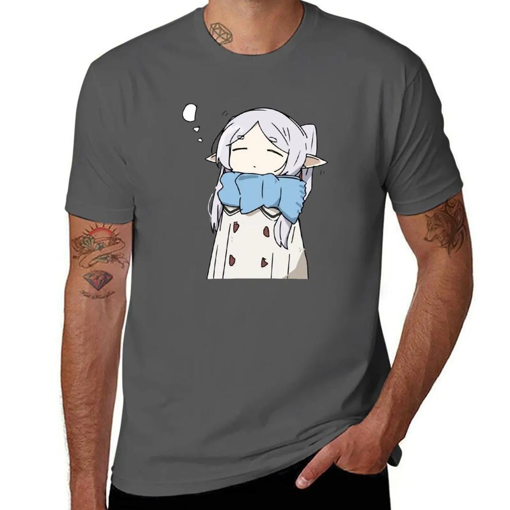 Sleepy Eepy Frieren Doodle Tshirt Anime T Shirts Baggy Shirts Unisex Clothing