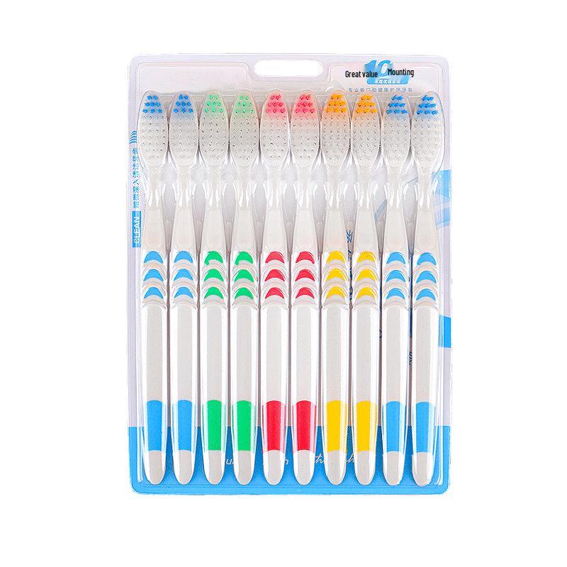 10-Piece Ultra-Soft Toothbrush Set with Bamboo Charcoal Bristles for Adults and Students - Family Value Pack