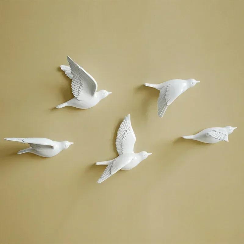 1 Pcs 3D Wall Sticker Ornament Art European Resin Birds Wall Hanging Crafts Decoration Home Livingroom Sofa Beautiful Simple