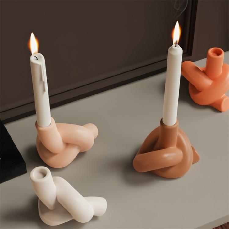 Silicones Candle Holders Molds With Unique Rope Knot Design Tapered Candlestick Making Mould For Handmade Gift And Craft