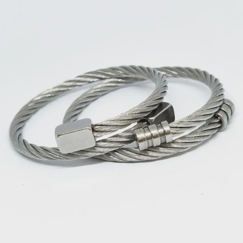 Men's European & American Style Stainless Steel Bracelet: Silver, Gold, Rose, Black Punk Braided with Square & Round Heads