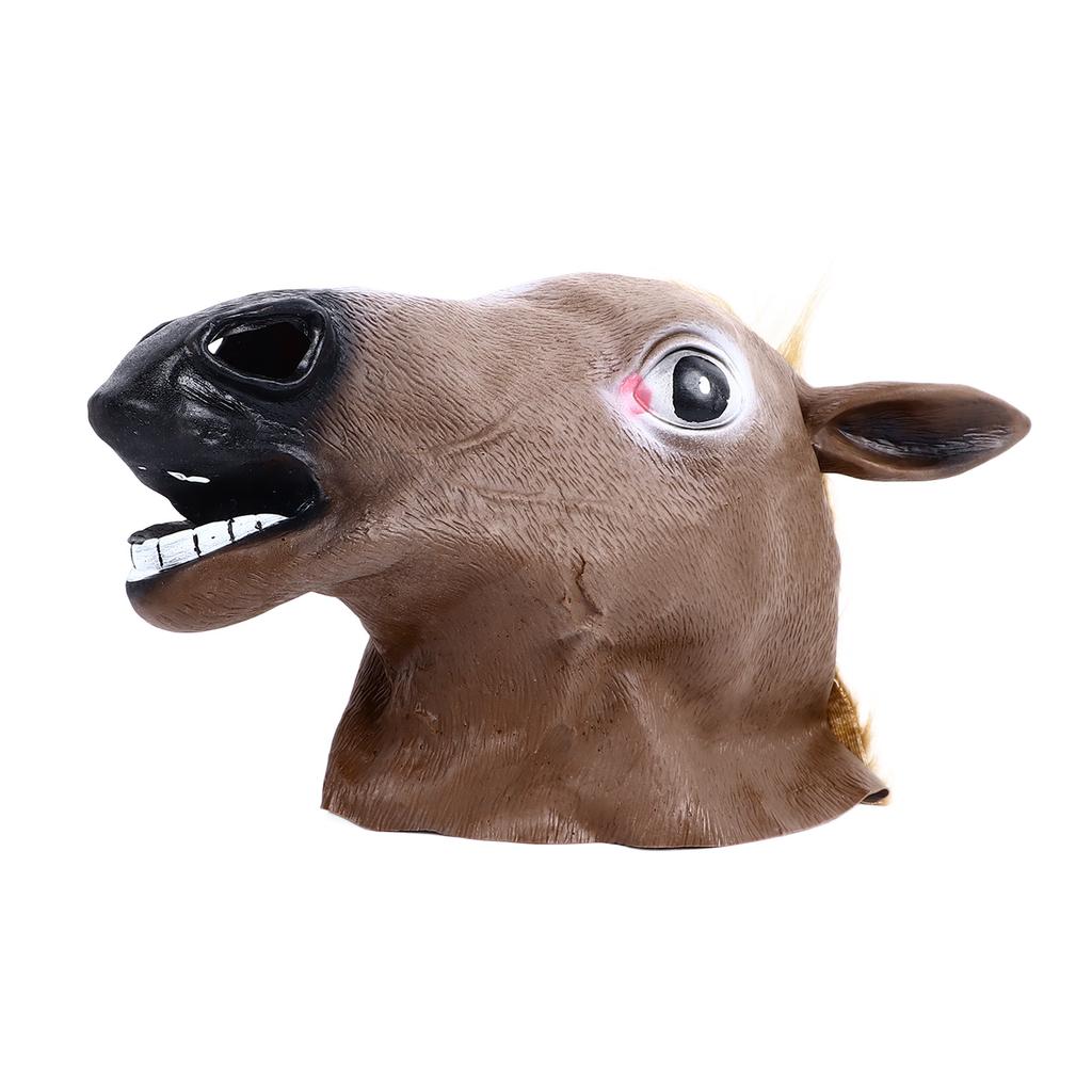 Horse Head Costume Brown Comfortable Durable Lifelike Party Horse Head for Cosplay Halloween