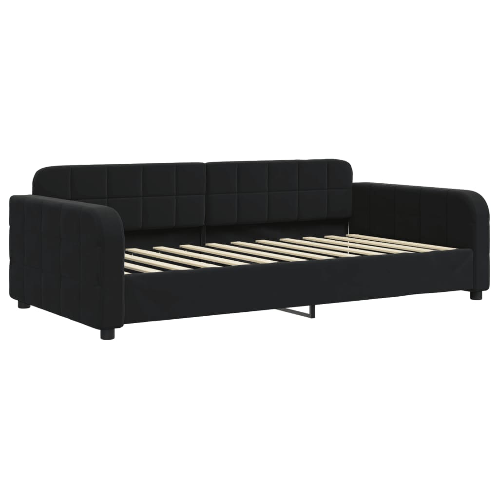 Vidaxl Sofa Z Materacem Do Spania, Czarna, 100X200 Cm, Aksamit