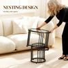 Round Coffee Tables Set Of 2 Nesting Tables With Tempered Glass Top And Steel Frame Black