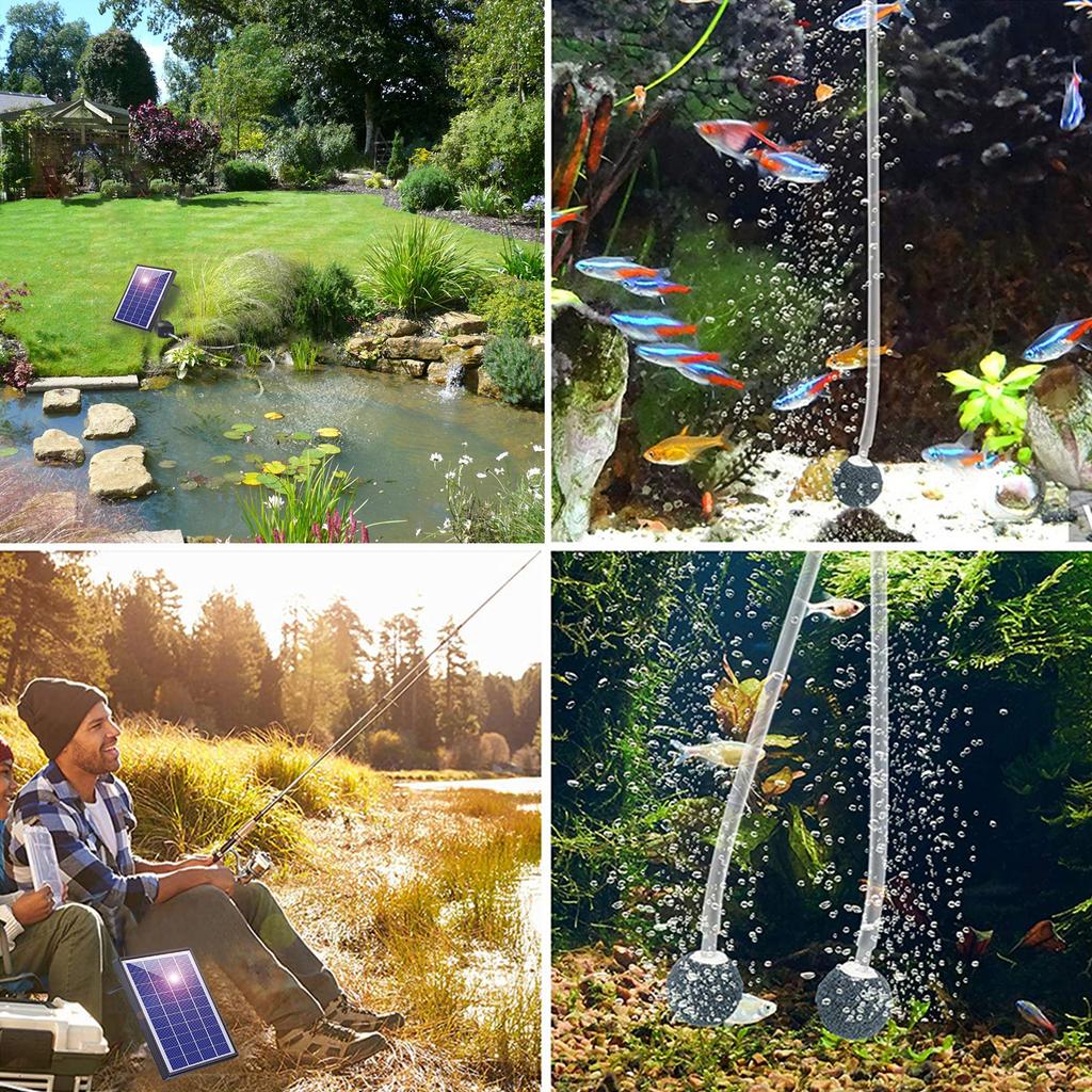 6W Solar Oxygen Pump Fish Tank Oxygenator Aquarium Oxygen Aerator Air Pump Fishing Aerator with