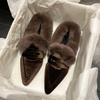 Fashion Fur Women Flats Cotton Boots Pointed Toe Suede Warm Shoes 2024 Winter Designer Snow Boots Short Plush Walking Sexy Lady Shoes