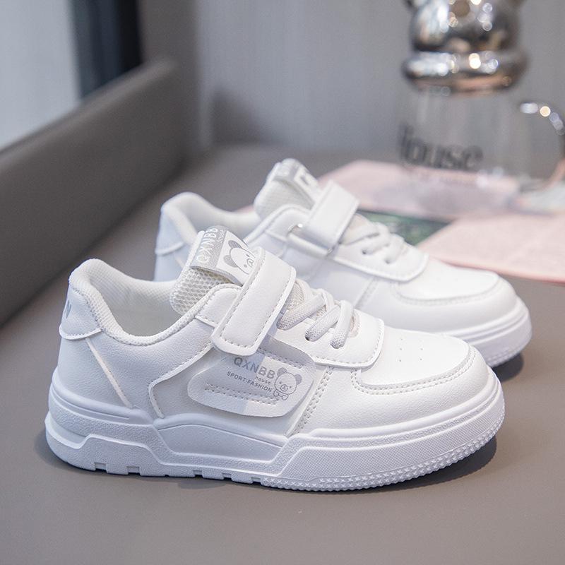 Leather children's white shoes girls board shoes 2025 spring and summer new fashion versatile classmates boys white casual shoes