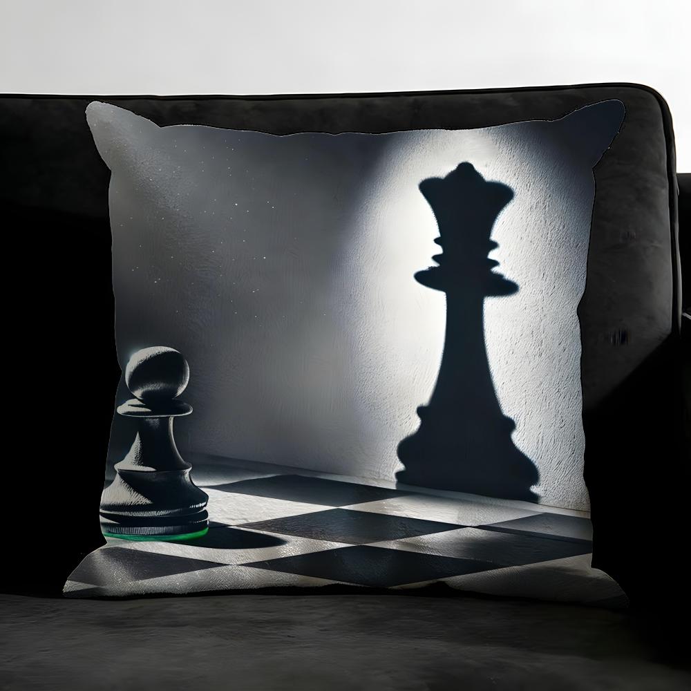 Chess Cool Cushion Cover Pillowcase Ultra Soft Skin Friendly Fabric Cloud Like Comfort & Concealed Zipper