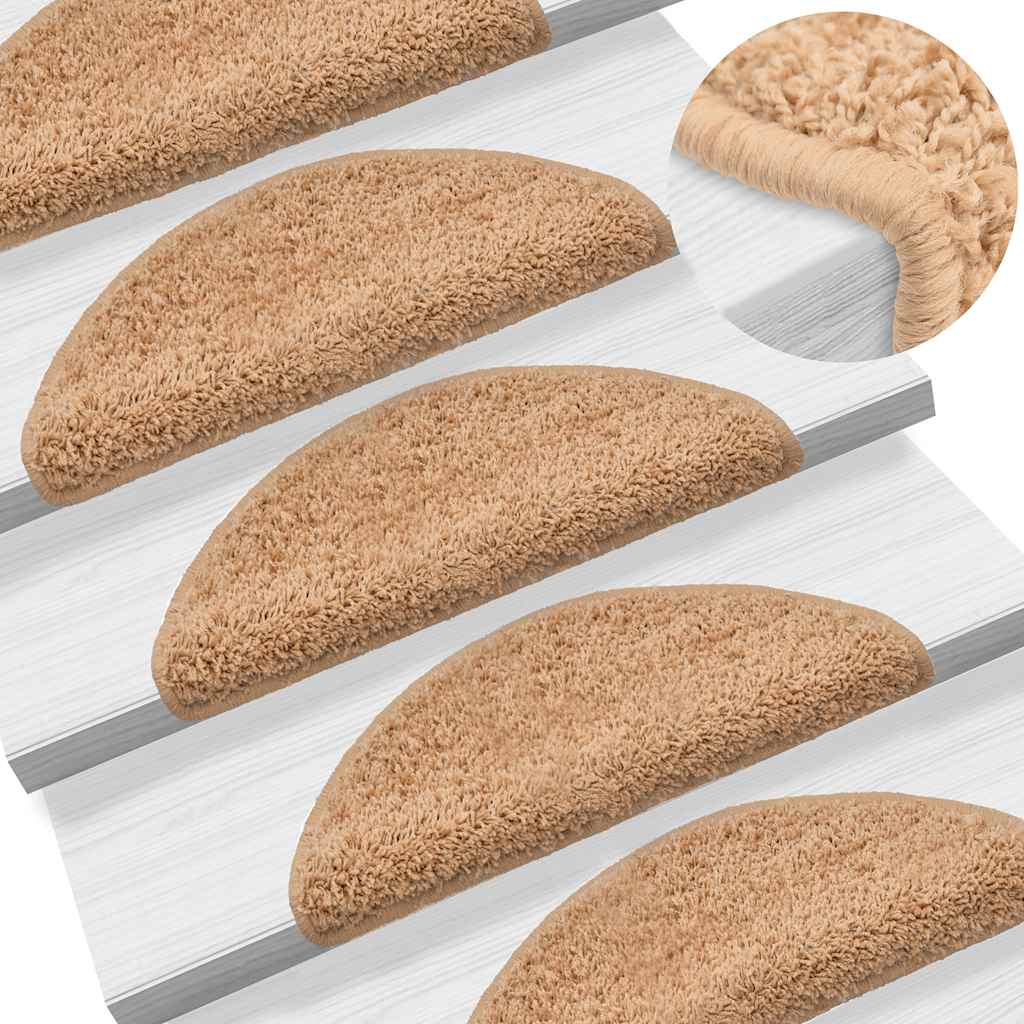Step Mats 30 pcs 56 x 17 x 3 cm Beige Semi Round