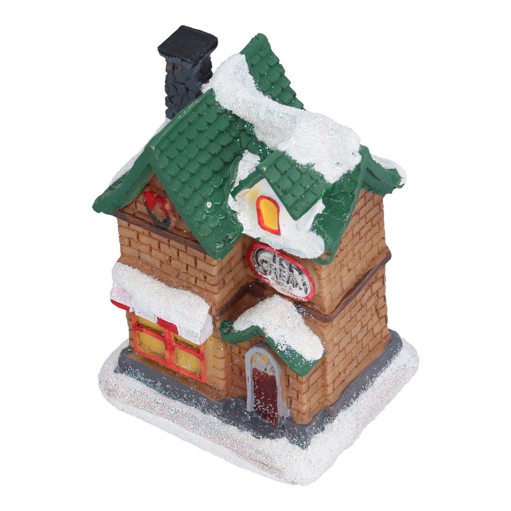 Resin Christmas Scene Village Houses Town with LED Light Battery Operate for Christmas Holiday