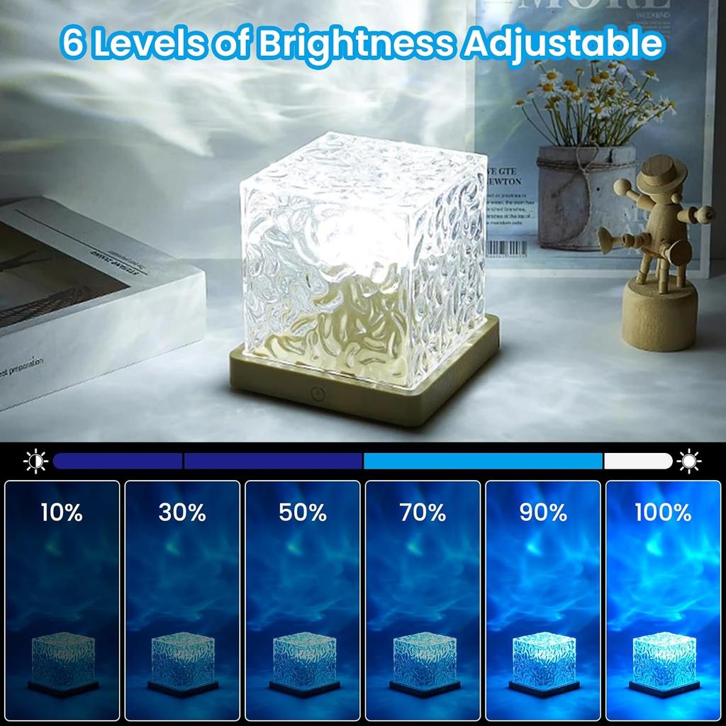Northern Lights Ocean Wave Projector Light,16 Colors Gradual Rotating Water Cube Lamp,Underwater Projector Light with Remote Control for Kids