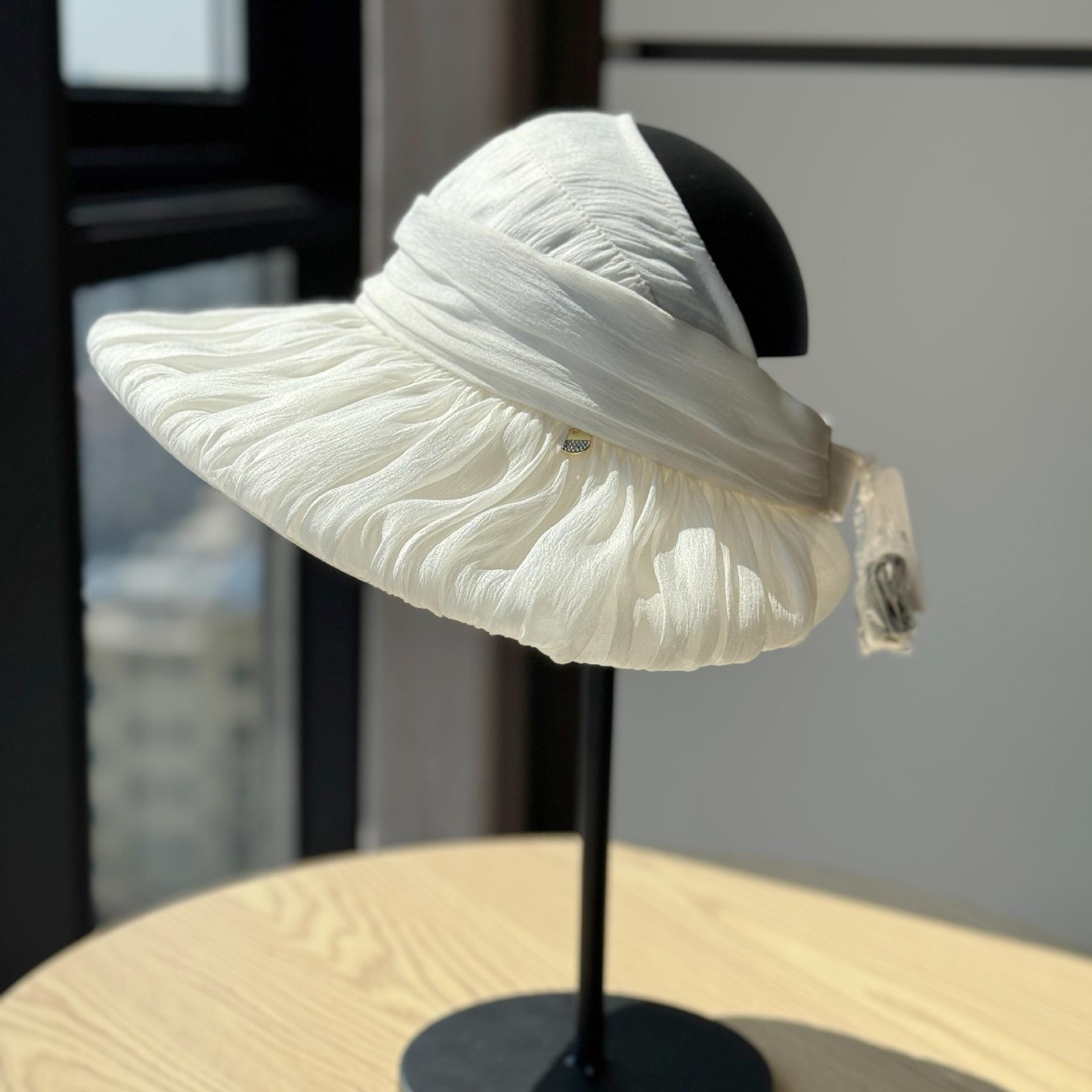 

New style open-top hat for women, sun protection, lightweight and breathable for summer travel, fisherman hat with ponytail hole Adult54-60Adjustable белый