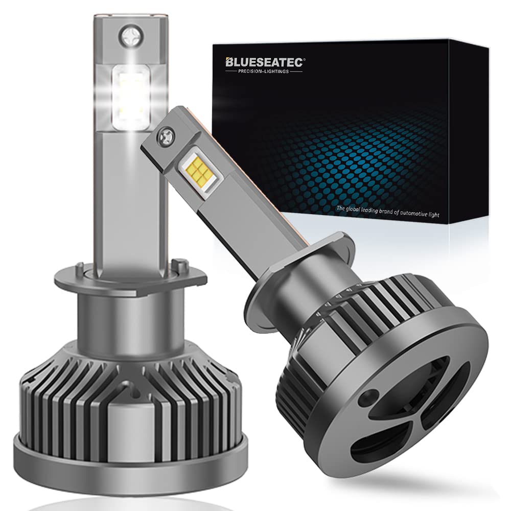 

BLUESEATEC H1 LED Headlight 6500K 22,000 lm, Road-legal Oriented, Built-in Canbus, IP68, Silent Fan (Pair)t Quiet Cooling No Radio Second Instant Pack