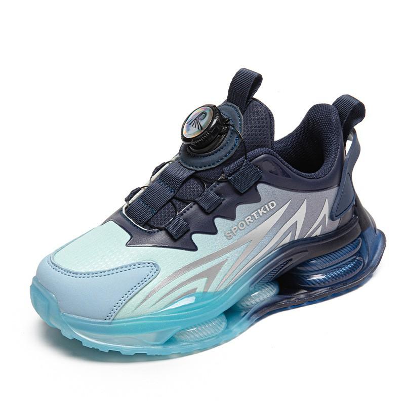 Boys Running Shoes With Rotating Buckle Lightweight Breathable Non-Slip Sport Sneakers Kids Ages 4-16