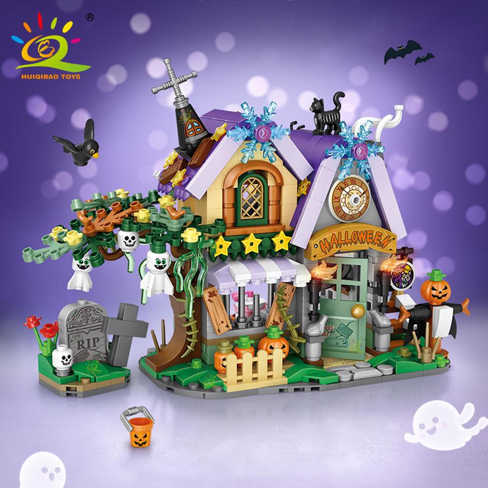 Non-Toxic Halloween Mini Pumpkin House Micro Model Building Blocks City Diy Pumpkin Carriage Set Bricks Toys For Children Gift