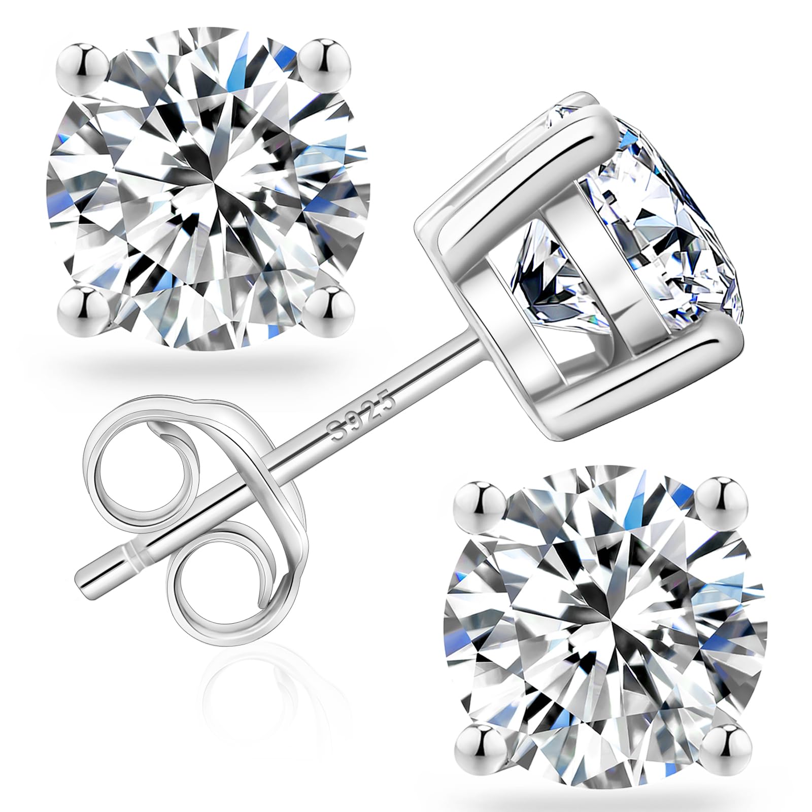 

Серьги Муассанит Бриллиант Муассанит Бриллиант Серьги-гвоздики Одиночные серьги застежка Стерлинговое серебро Металл Гипоаллергенный Одно ухо Мужские