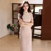 Pink national style new Chinese style Suzhou long cheongsam improved young 1011 new women's high sense daily summer