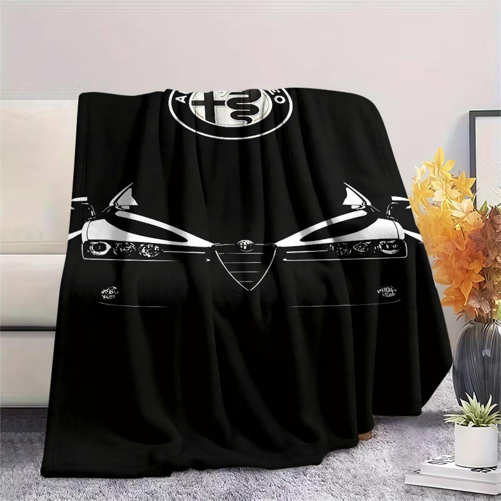 1 pièce Couverture en flanelle avec imprimé Alpha Romeo, Haute qualité, Toutes saisons, Décoration d'intérieur, Chaleur et Confort, Parfait pour les cadeaux de Noël