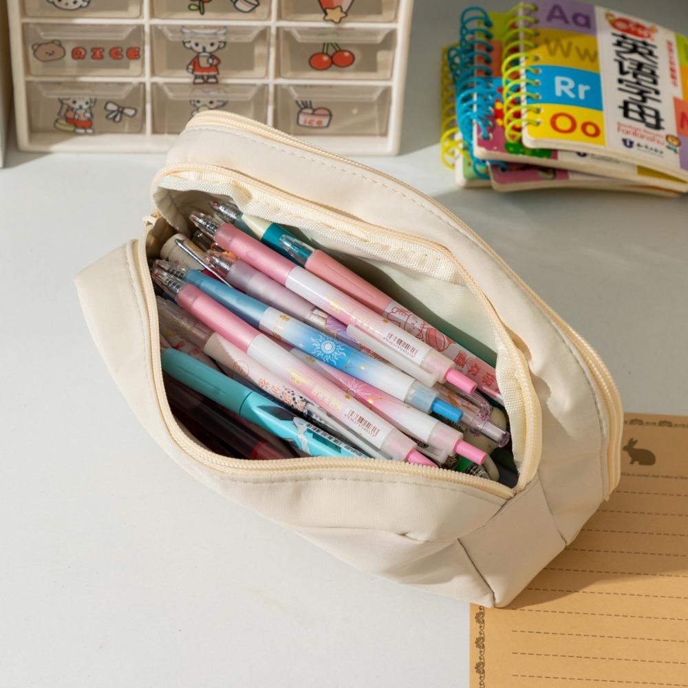 Solid Color Large Capacity Pencil Case Ins Pen Storage Bag Portable Stationery Pen Case  Kids Gift