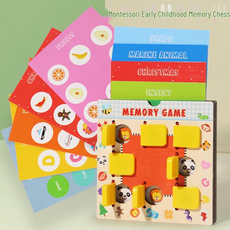 

Montessori Wooden Memory Game: Children s Educational Flip Board with Matching Cards