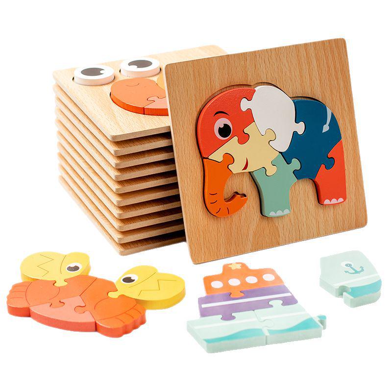 Children's 3D Wooden Animal Transportation Puzzle Set - Early Education Toy for Kindergarten Cognitive Development