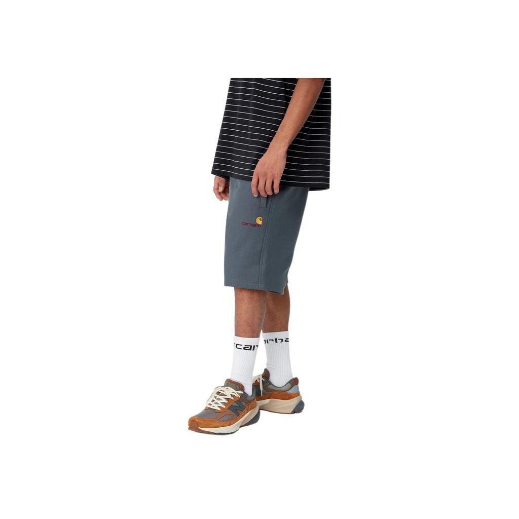 Carhartt WIP American Script Sweat Shorts With Badge Pattern Men Shorts Dark-Gray I031685-1CQ-XX