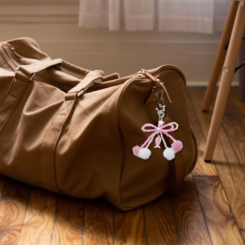 Bowknot Plush Ball Hanging Pendant Portable Y2K Hanging Lanyard Sweet Cool Phone Strap Bag Decoration for Girls Women